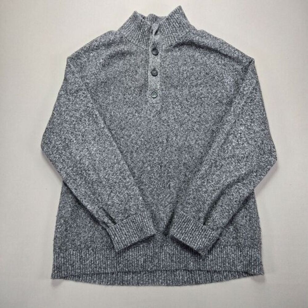 Men's Gray Half-Button Knit Sweater